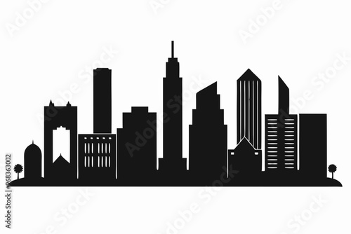 Houston City Skyline Silhouette, City buildings black Silhouette vector	