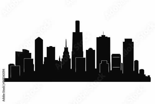 Houston City Skyline Silhouette, City buildings black Silhouette vector	