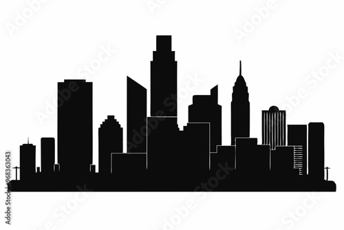 Houston City Skyline Silhouette, City buildings black Silhouette vector	