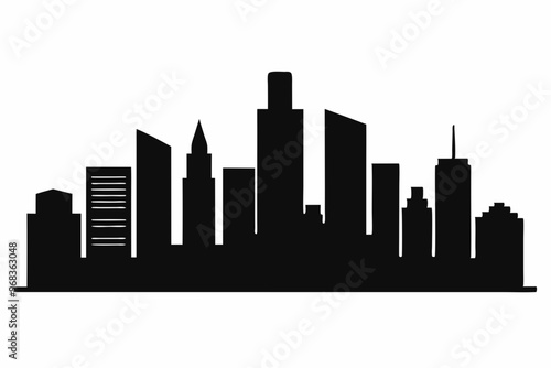 Houston City Skyline Silhouette, City buildings black Silhouette vector	