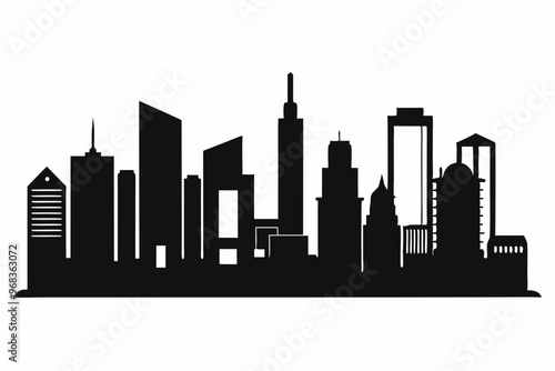 Houston City Skyline Silhouette, City buildings black Silhouette vector	