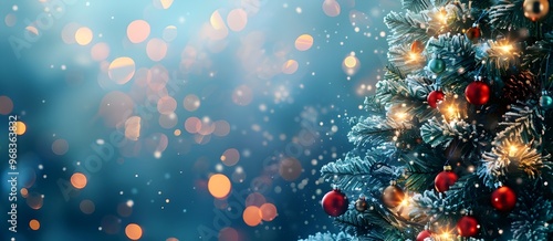 Christmas and New Year holiday background with bokeh lights and Christmas tree - Generated AI