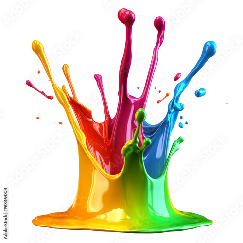 A colorful splash of paint with a rainbow crest photo