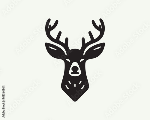 Deer logo vector template. Deer head icon symbol vector illustration. Deer silhouette logo black and white.