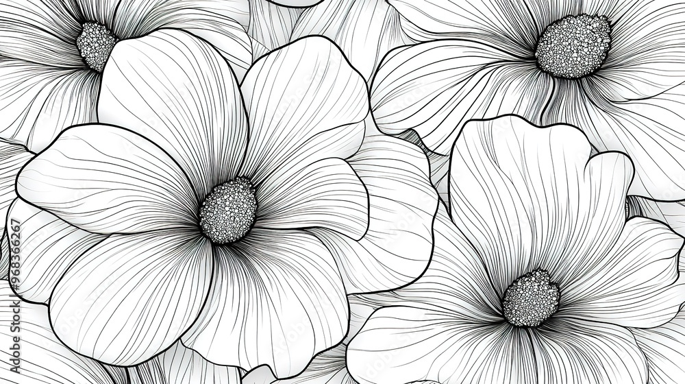 Simple seamless floral line art, vector illustration design. Simple seamless floral line art, vector illustration design.