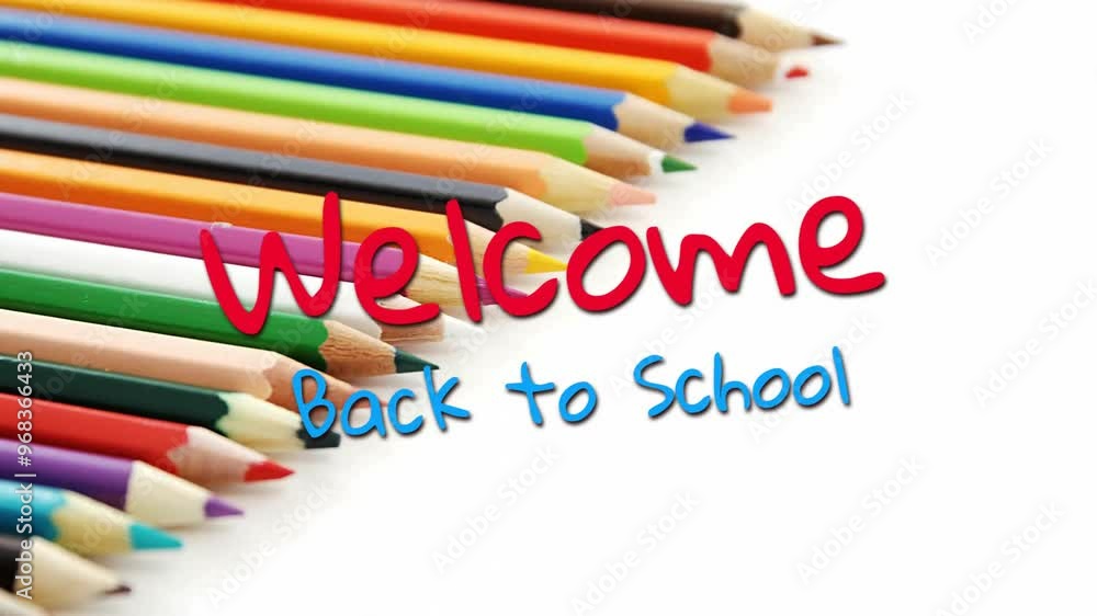 Animation of back to school text over pencils on white background Animation of back to school text over pencils on white background