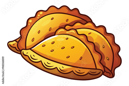 Traditional South American empanadas (meat pies). vector doodle clipart illustration on white background