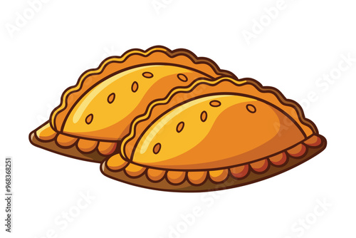 Traditional South American empanadas (meat pies). vector doodle clipart illustration on white background