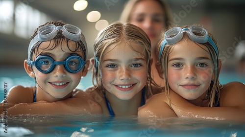 Wallpaper Mural Happy Kids Swimming in a Pool Torontodigital.ca