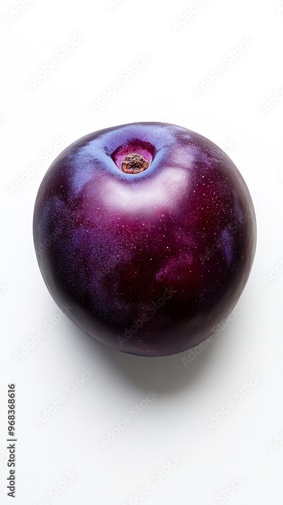Obraz premium Single ripe plum on white background