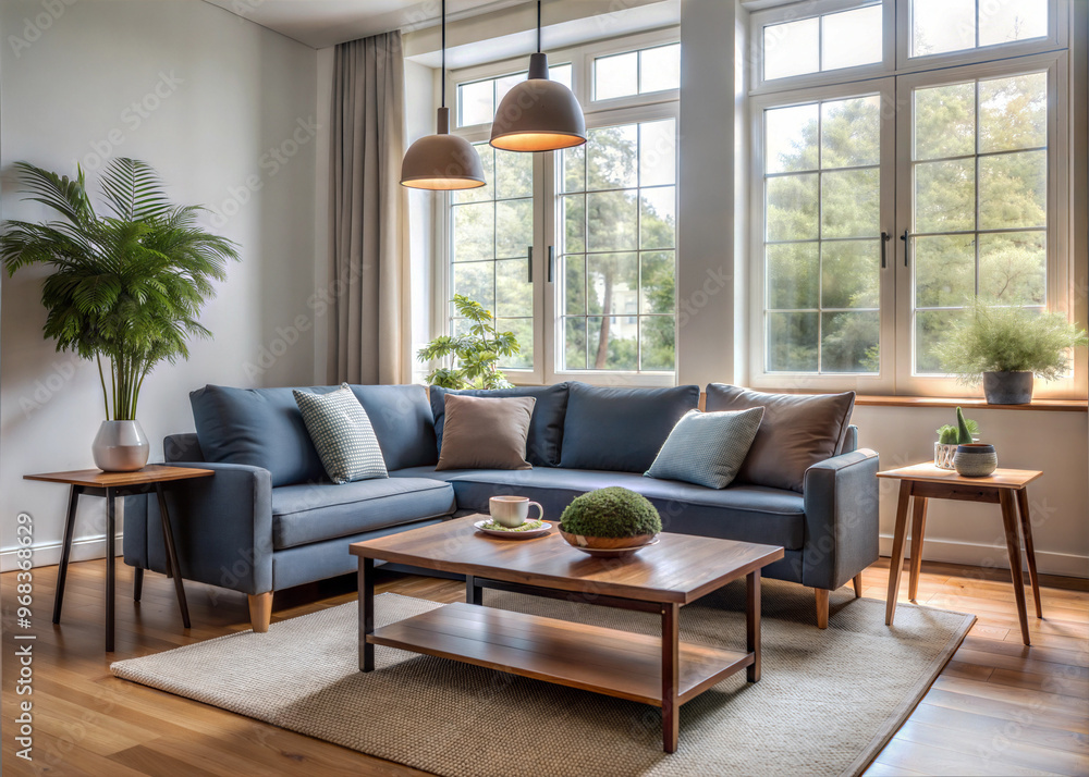 A cozy minimalist living room with a neutral color A cozy minimalist living room with a neutral color