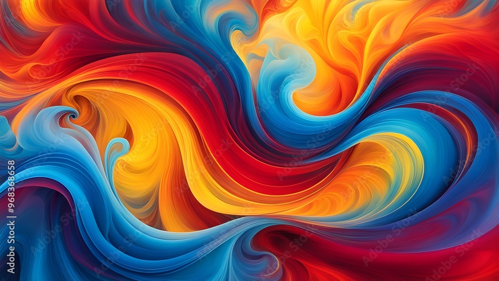 Fototapeta premium Abstract swirl of red, yellow and blue colors.