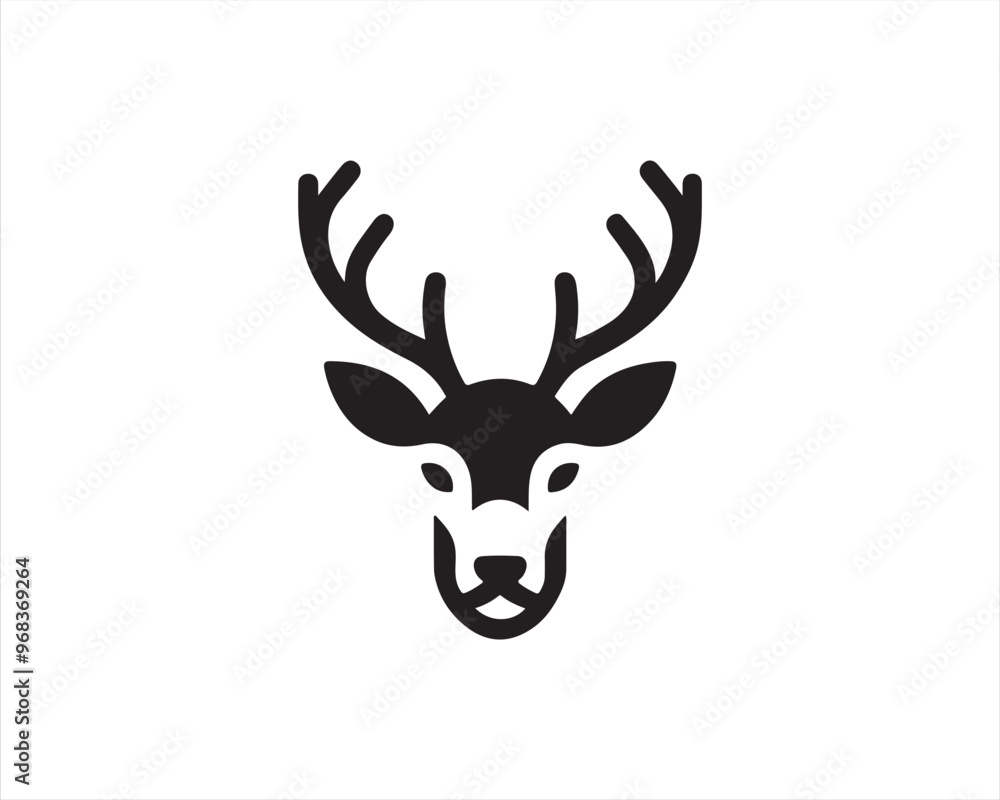 Deer head icon symbol vector illustration. Deer silhouette logo black and white. Deer head icon symbol vector illustration. Deer silhouette logo black and white.