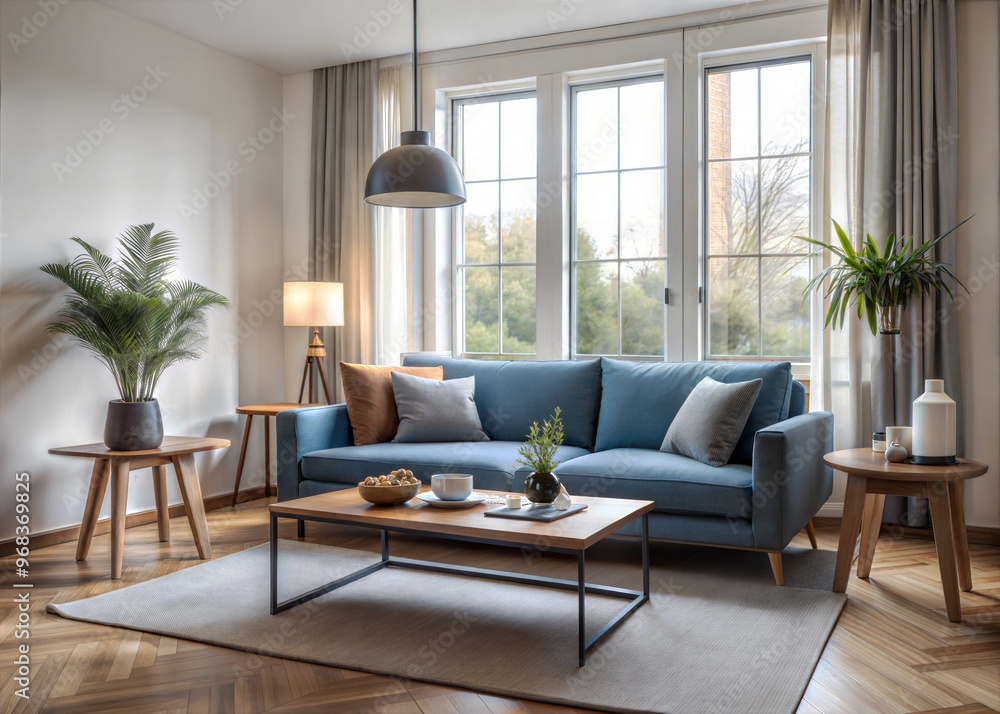 A cozy minimalist living room with a neutral color A cozy minimalist living room with a neutral color