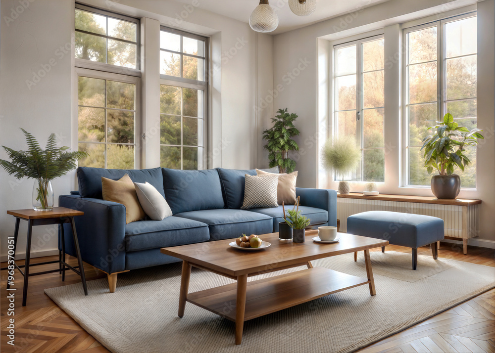 A cozy minimalist living room with a neutral color A cozy minimalist living room with a neutral color