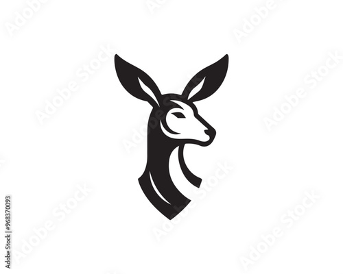 Deer logo vector template. Deer head icon symbol vector illustration. Deer silhouette logo black and white.

