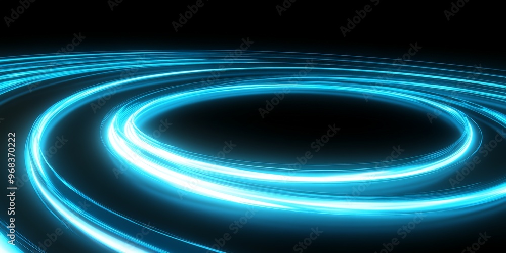 Abstract Blue Light Trails in a Dark Background. Abstract Blue Light Trails in a Dark Background.