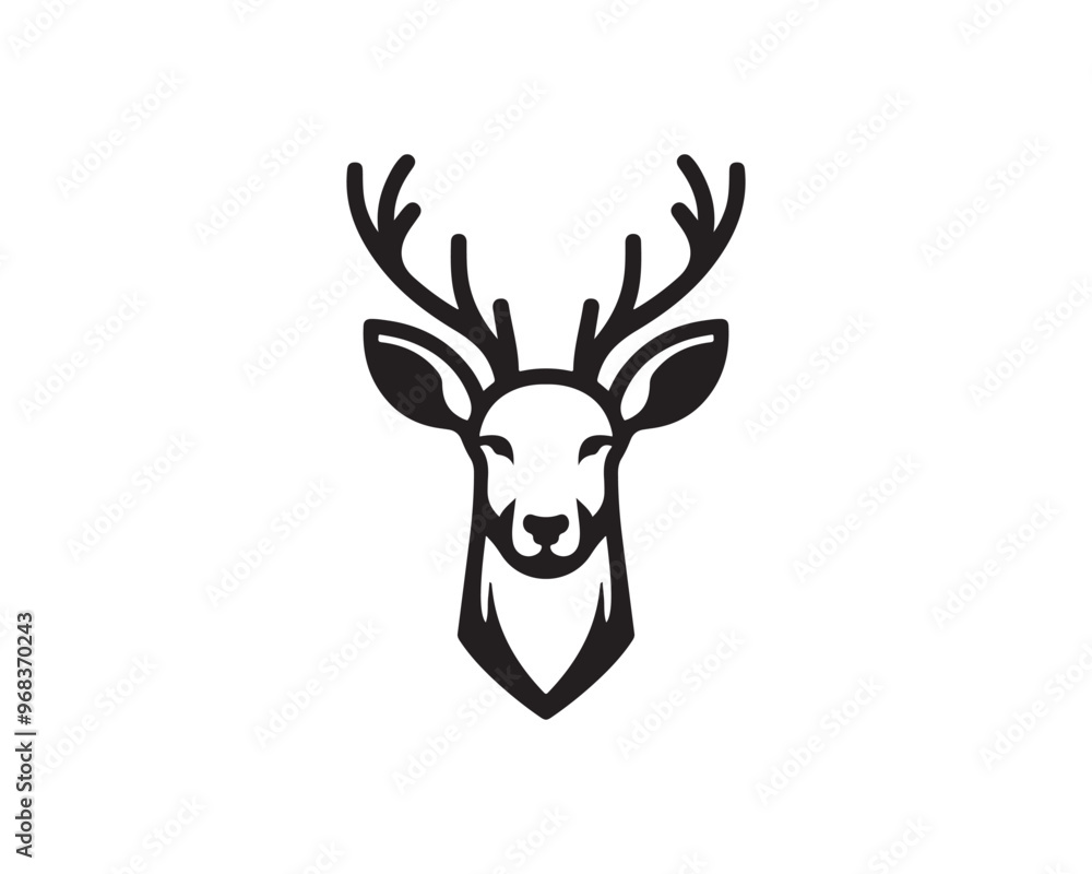 Naklejka premium Deer logo vector template. Deer head icon symbol vector illustration. Deer silhouette logo black and white.