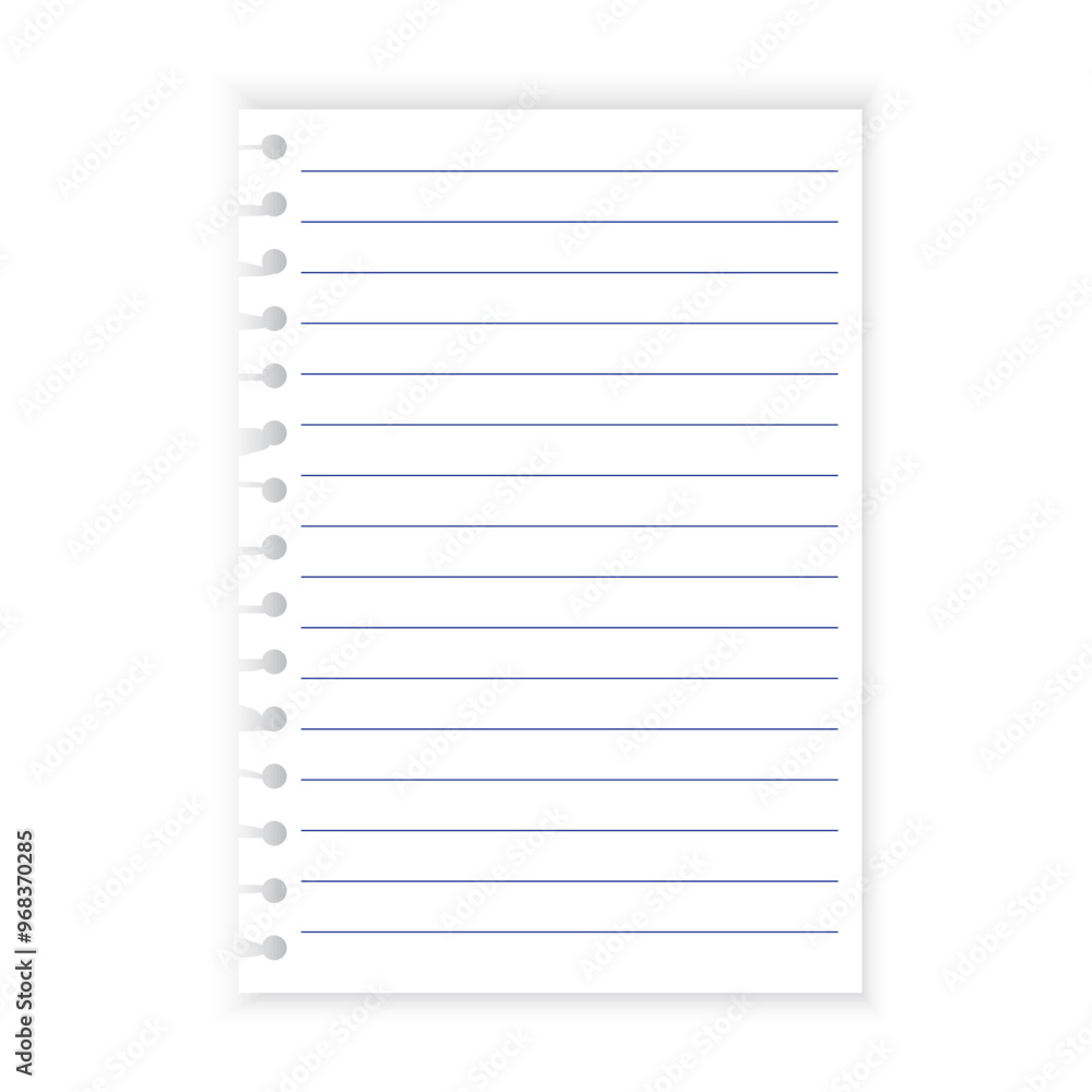 Lined notebook page. Torn paper sheet. Horizontal blue lines. Vector illustration. Lined notebook page. Torn paper sheet. Horizontal blue lines. Vector illustration.
