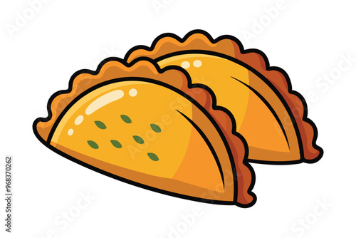 Traditional South American empanadas (meat pies). vector doodle clipart illustration on white background