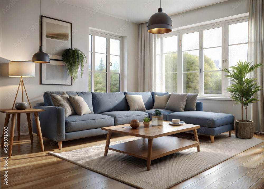 A cozy minimalist living room with a neutral color A cozy minimalist living room with a neutral color