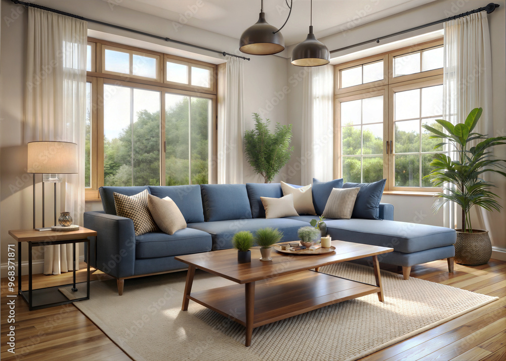 A cozy minimalist living room with a neutral color A cozy minimalist living room with a neutral color