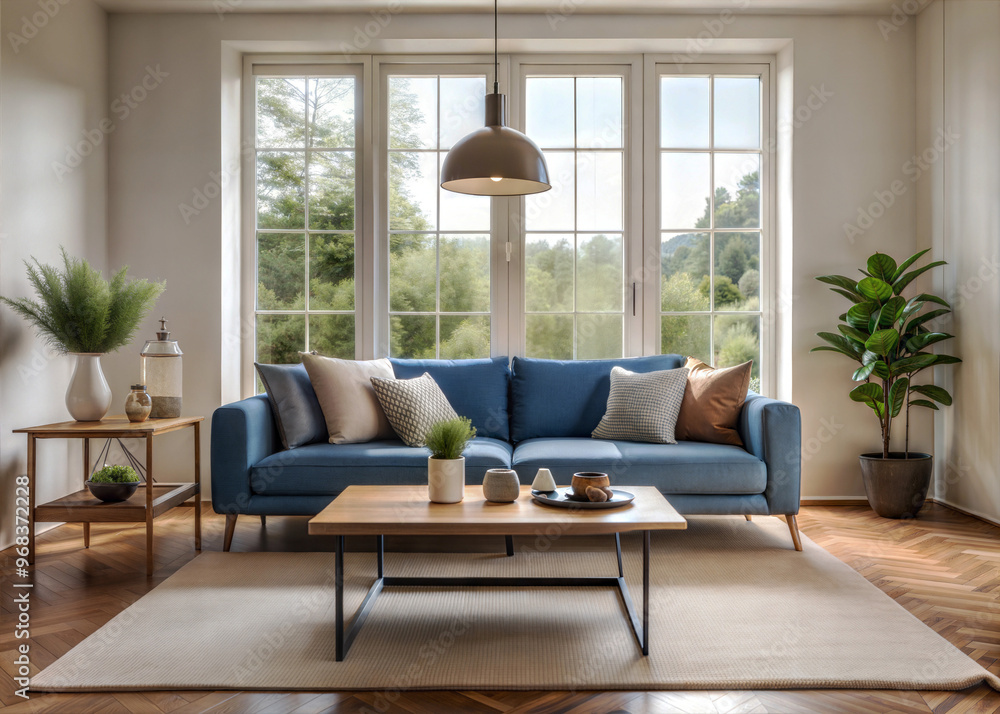 A cozy minimalist living room with a neutral color A cozy minimalist living room with a neutral color