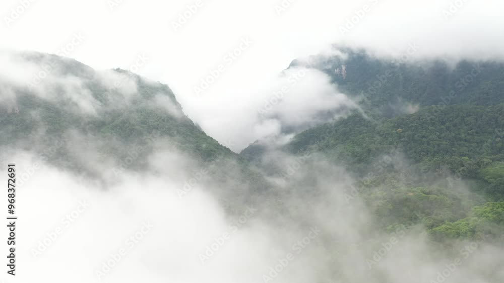 Aerial view Ban Pha Hee with misty fog famous place in Chiang-Rai, Thailand. Aerial view Ban Pha Hee with misty fog famous place in Chiang-Rai, Thailand.