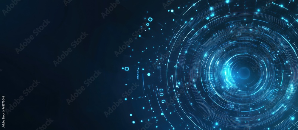 Abstract Digital Art: Circular Blue Lights Abstract Digital Art: Circular Blue Lights