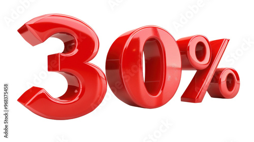 Red percent discount signs on transparent background