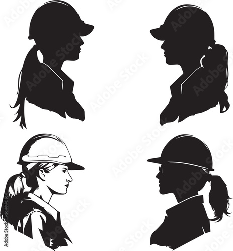 Silhouettes of  women engineer logo vector