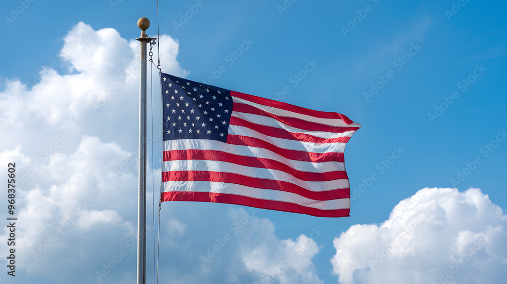 American flag flying at half-mast, realistic American flag flying at half-mast, realistic