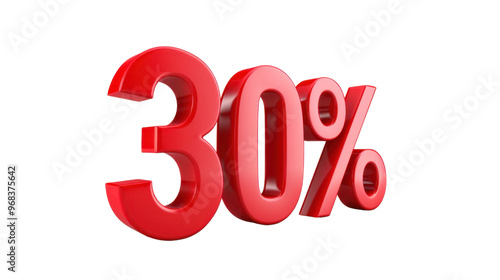 Red percent discount signs on transparent background