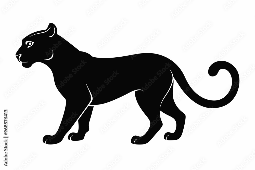 Fototapeta premium cheetah line art silhouette vector, lion black icon vector, cheetah silhouette