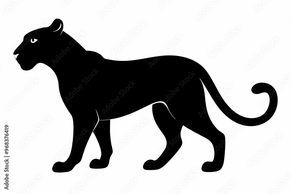 Obraz premium cheetah line art silhouette vector, lion black icon vector, cheetah silhouette