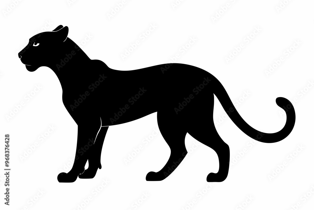 Fototapeta premium cheetah line art silhouette vector, lion black icon vector, cheetah silhouette