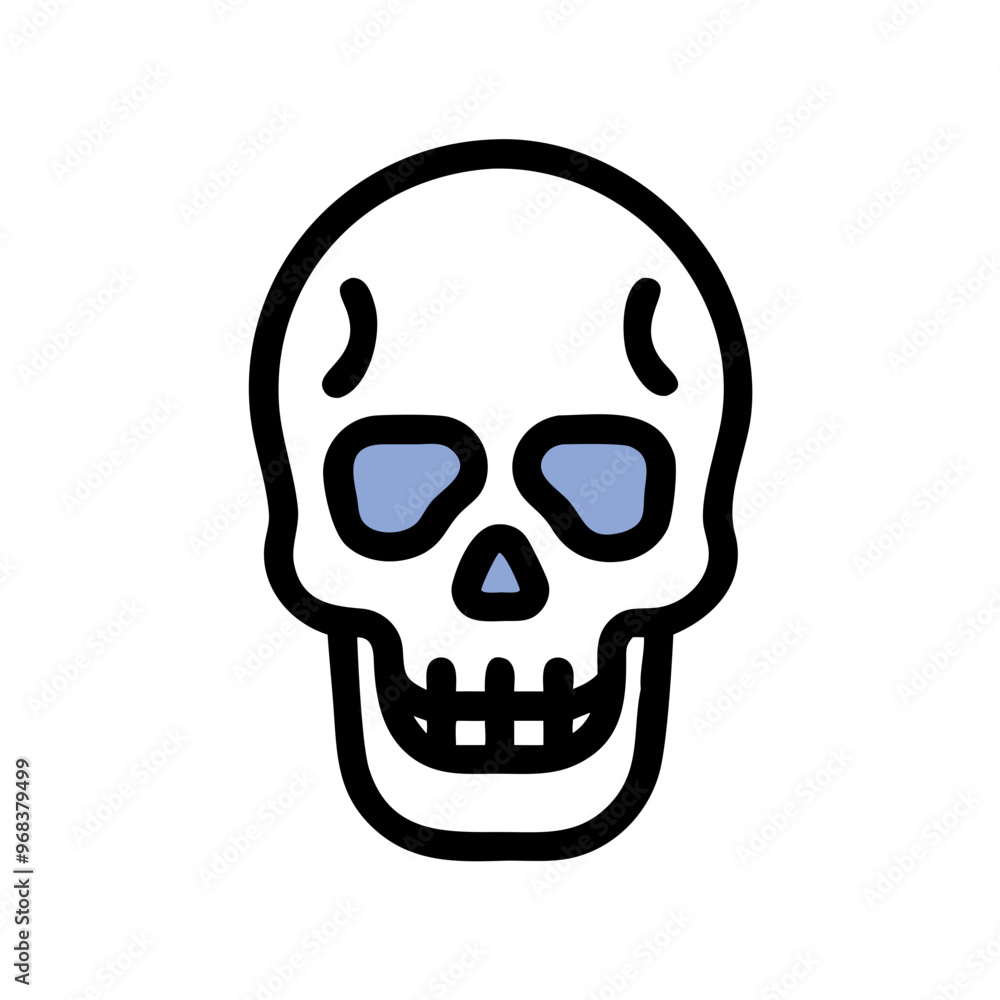 Skull icon, blue and black, medical symbol for skeletal structure and human anatomy Skull icon, blue and black, medical symbol for skeletal structure and human anatomy