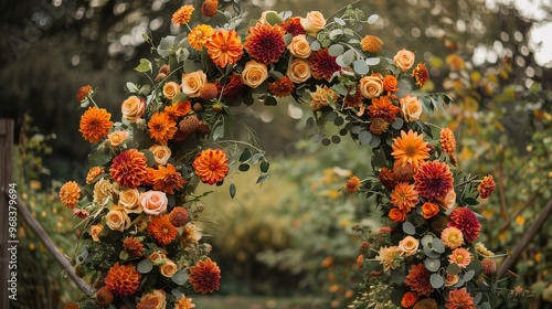 flower arch for wedding in fall or autumn 