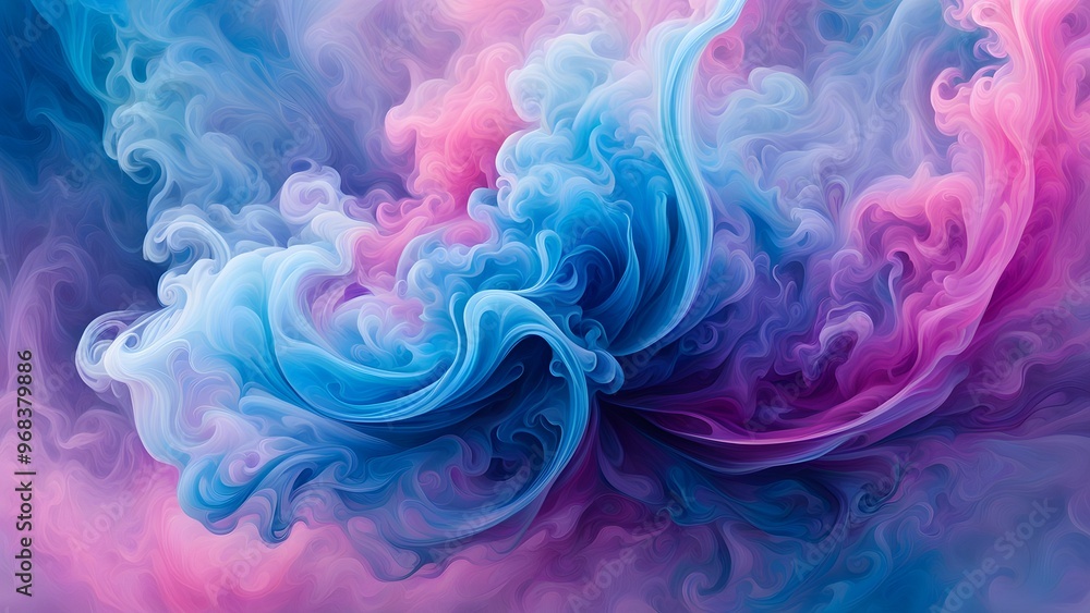 Fototapeta premium Abstract swirling blue and pink smoke.