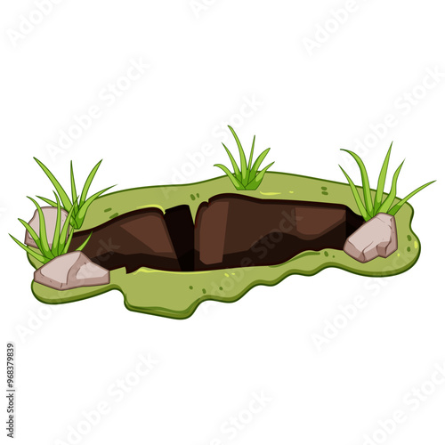cavity pit cartoon. abyss chasm, shaft mine, hollow depression cavity pit sign. isolated symbol vector illustration