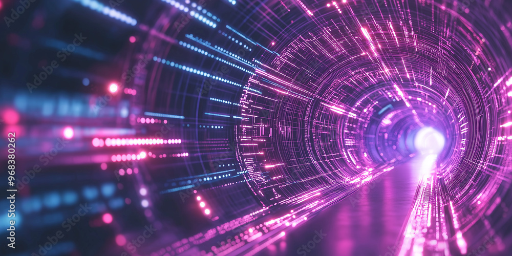 Obraz premium Digital tunnel streaming big data through cyberspace