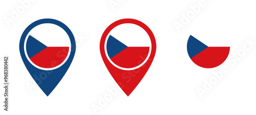Czech Republic flag location icon set Free Download Czech Republic flag location icon set - GFXLoad