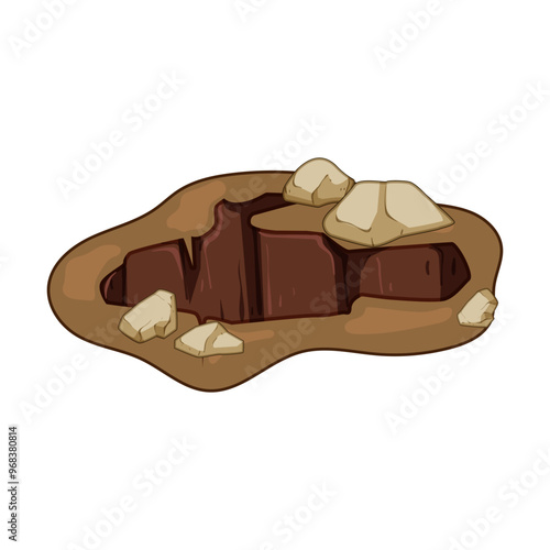 shaft pit cartoon. mine hollow, depression sinkhole, well ditch shaft pit sign. isolated symbol vector illustration