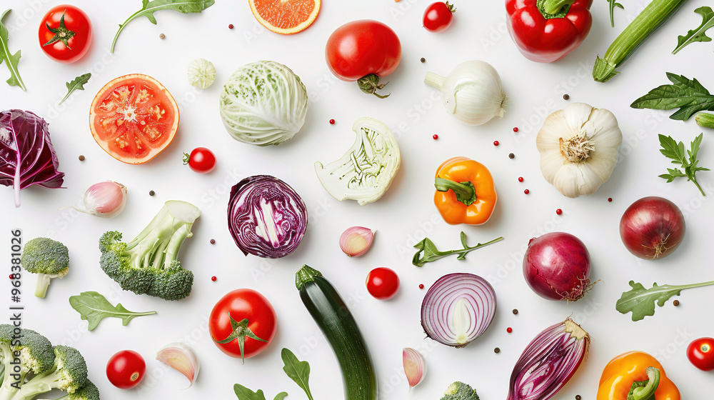 various of vegetable on a white background various of vegetable on a white background