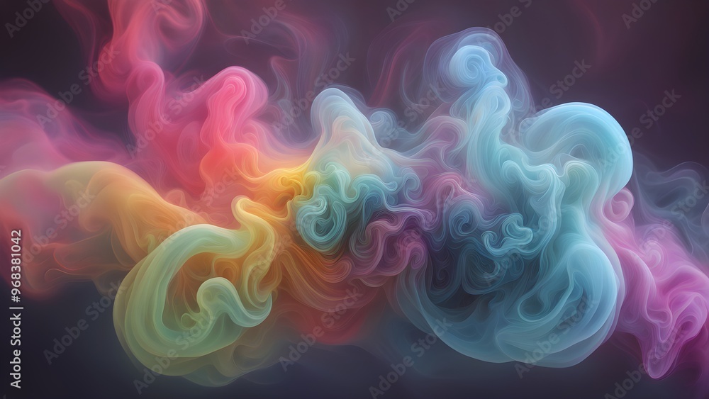 Abstract colorful smoke swirls on a dark background. Abstract colorful smoke swirls on a dark background.