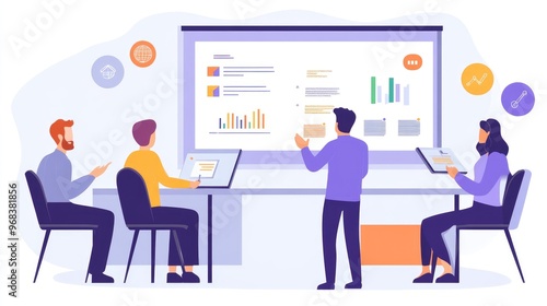 Data Analysis Presentation with Team Collaboration - Insights, Growth, Strategy, Meeting, Charts, Graphs, Business Intelligence