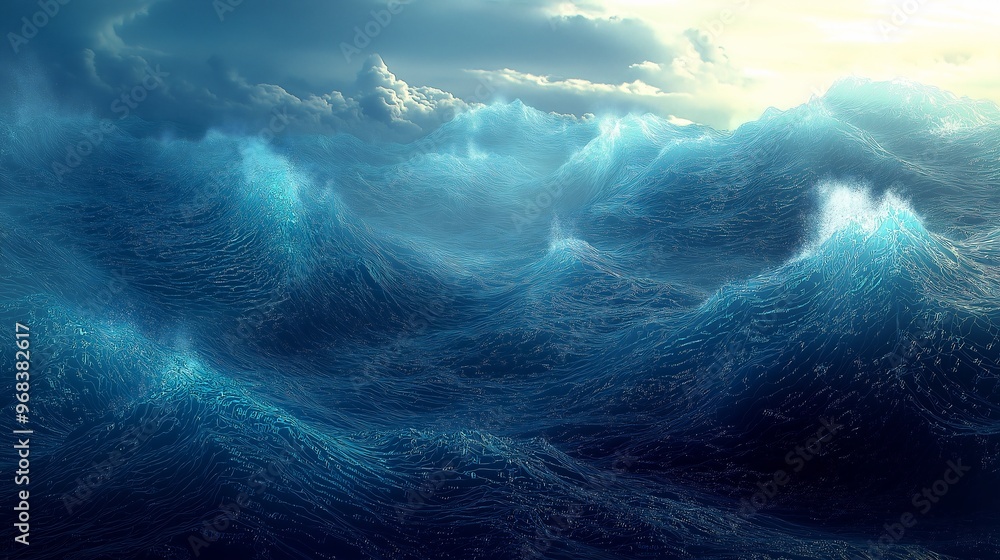 Fototapeta premium Stormy Sea with Crashing Waves