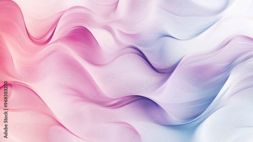 Fototapeta premium Abstract pattern of fluid, wavy lines in pastel tones, creating a calm and serene effect.