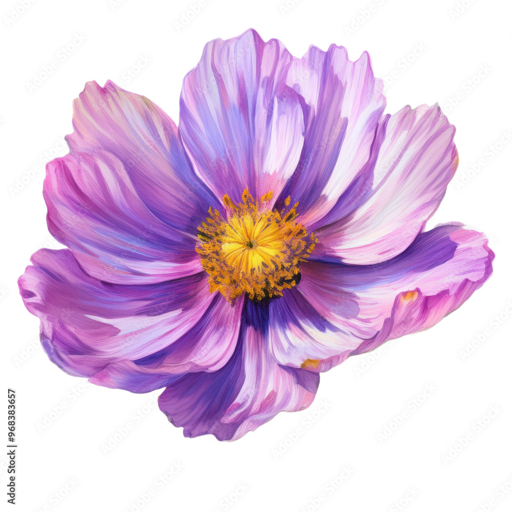 purple and pink flower with branch and leaves isolated on white background purple and pink flower with branch and leaves isolated on white background