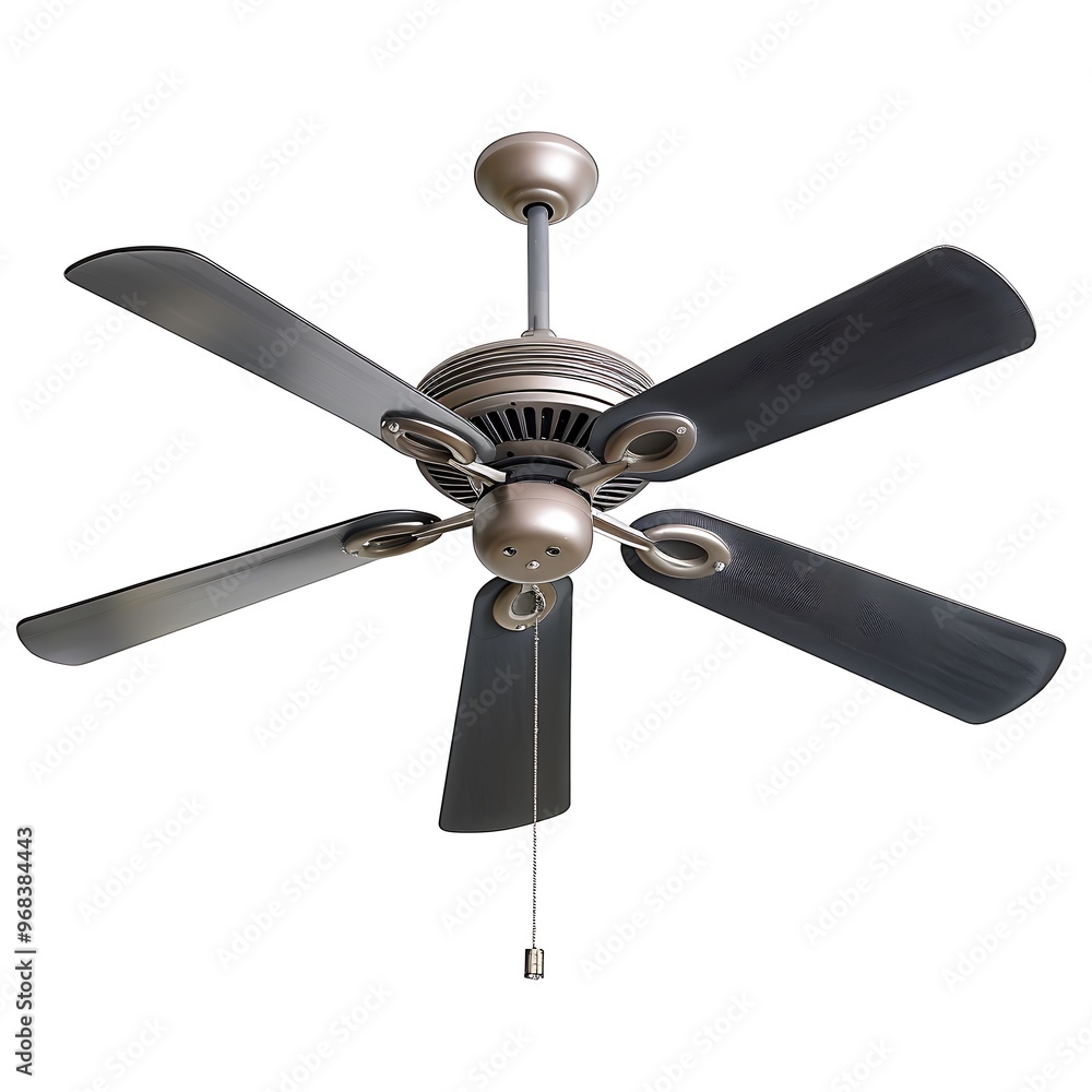Ceiling fan isolated on white background. 3D rendering. Ceiling fan isolated on white background. 3D rendering.